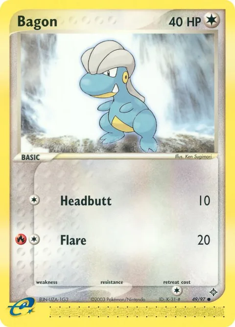 Bagon #49/97 Reverse Holofoil Pokémon card from EX Dragon