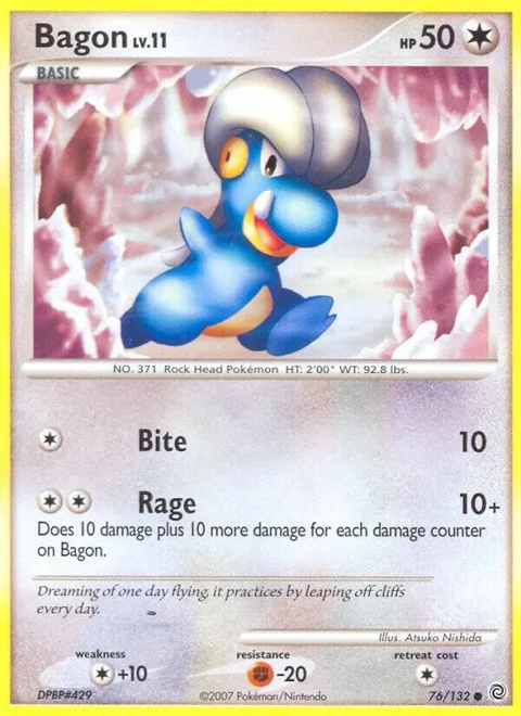 Bagon #76/132 Reverse Holofoil Pokémon card from Secret Wonders