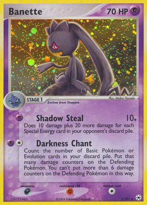 Banette #1/101 Holofoil Pokémon card from EX Hidden Legends