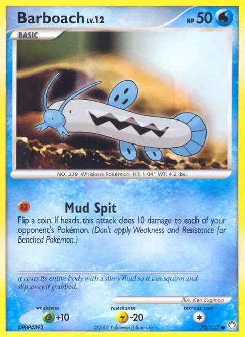 Barboach #72/123 Pokémon card from Mysterious Treasures