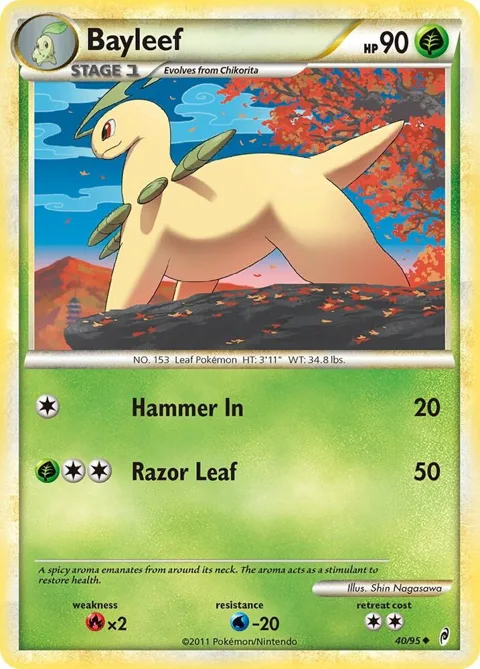 Bayleef #40/95 Reverse Holofoil Pokémon card from Call of Legends