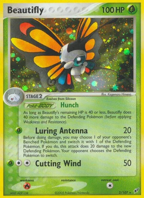 Beautifly #2/107 Reverse Holofoil Pokémon card from EX Deoxys