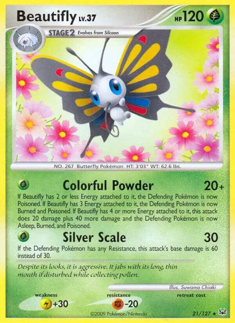 Beautifly #21/127 Pokémon card from Platinum