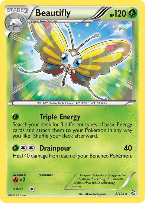 Beautifly #8/124 Reverse Holofoil Pokémon card from Dragons Exalted