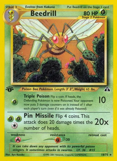 Beedrill #18/75 Unlimited Pokémon card from Neo Discovery