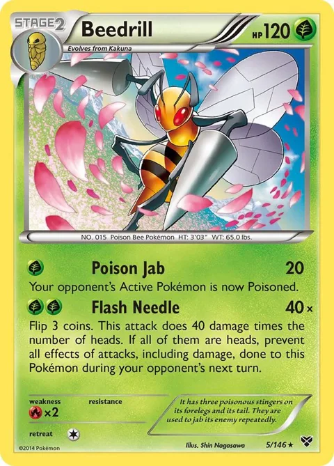 Beedrill #5/146 Reverse Holofoil Pokémon card from XY Base Set