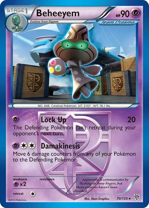 Beheeyem Team Plasma #70/135 Reverse Holofoil Pokémon card from Plasma Storm