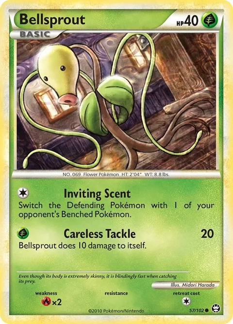 Bellsprout #57/102 Reverse Holofoil Pokémon card from Triumphant