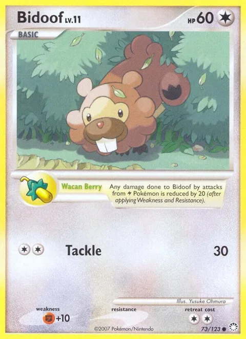 Bidoof #73/123 Reverse Holofoil Pokémon card from Mysterious Treasures