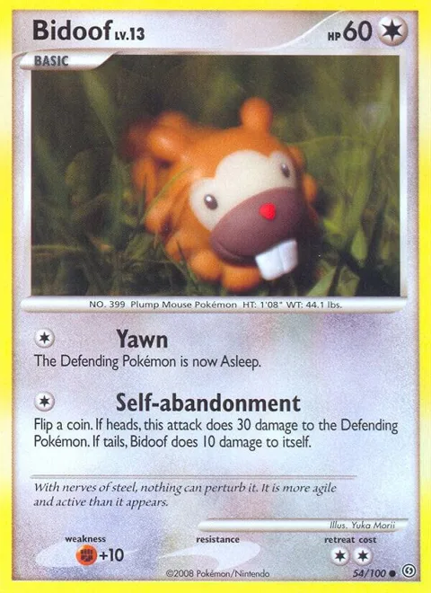 Bidoof #54/100 Pokémon card from Stormfront
