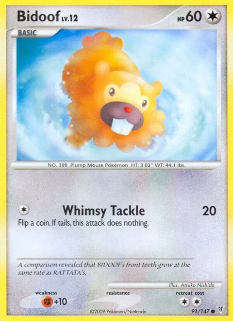 Bidoof #91 Reverse Holofoil Pokémon card from Supreme Victors