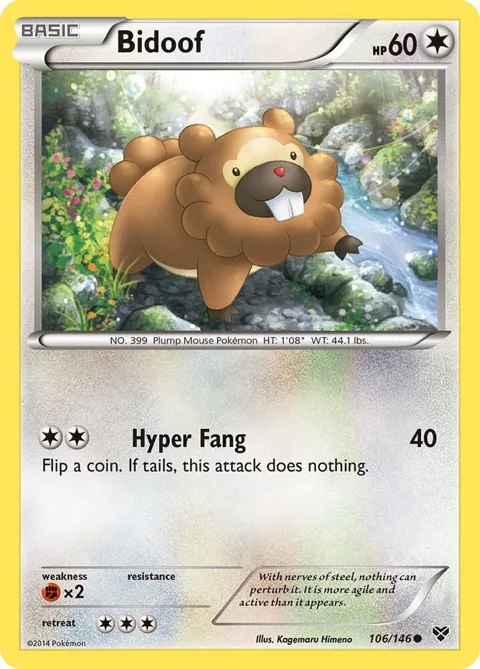 Bidoof #106/146 Reverse Holofoil Pokémon card from XY Base Set