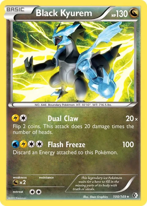 Black Kyurem #100/149 Reverse Holofoil Pokémon card from Boundaries Crossed
