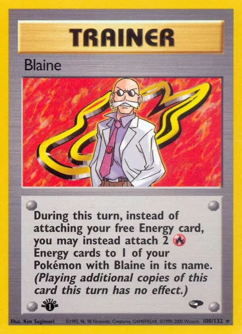 Blaine 100 #100/132 1st Edition Pokémon card from Gym Challenge