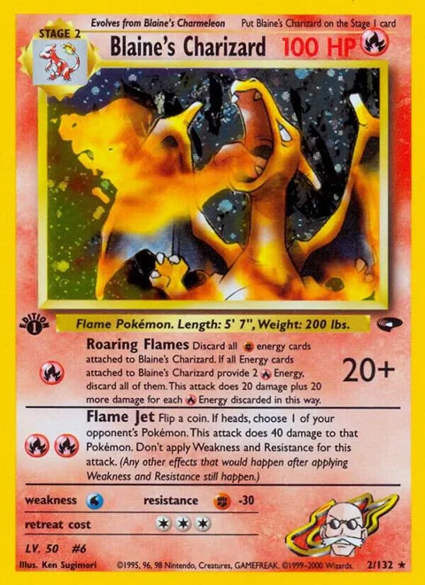 Blaine's Charizard #002/132 Unlimited Holofoil Pokémon card from Gym Challenge