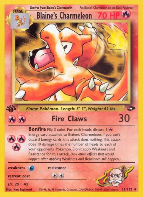 Blaine's Charmeleon #031/132 1st Edition Pokémon card from Gym Challenge