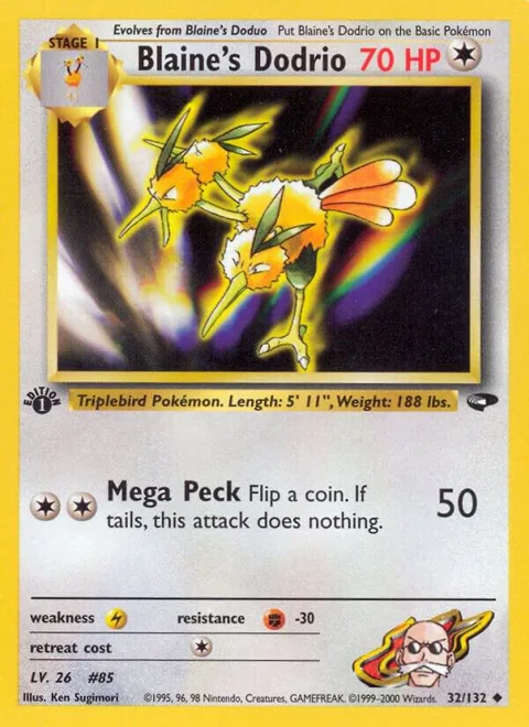 Blaine's Dodrio #032/132 1st Edition Pokémon card from Gym Challenge