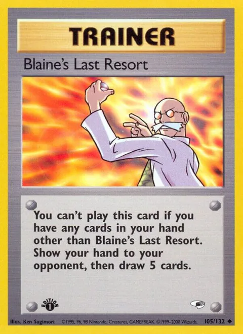 Blaine's Last Resort #105/132 1st Edition Pokémon card from Gym Heroes