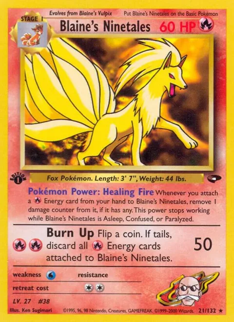 Blaine's Ninetales #021/132 1st Edition Pokémon card from Gym Challenge