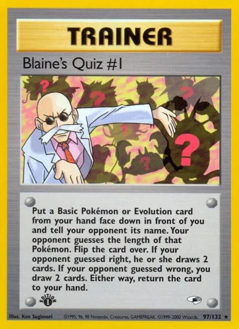 Blaine's Quiz #1 #097/132 Unlimited Pokémon card from Gym Heroes