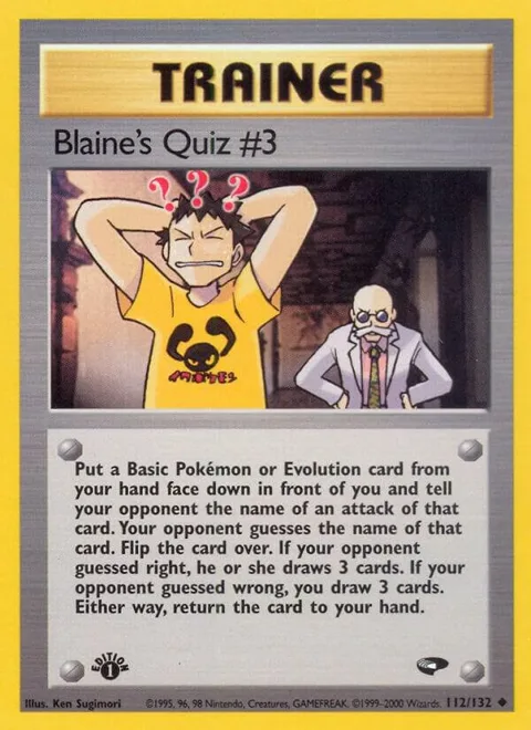 Blaine's Quiz #3 #112/132 Unlimited Pokémon card from Gym Challenge