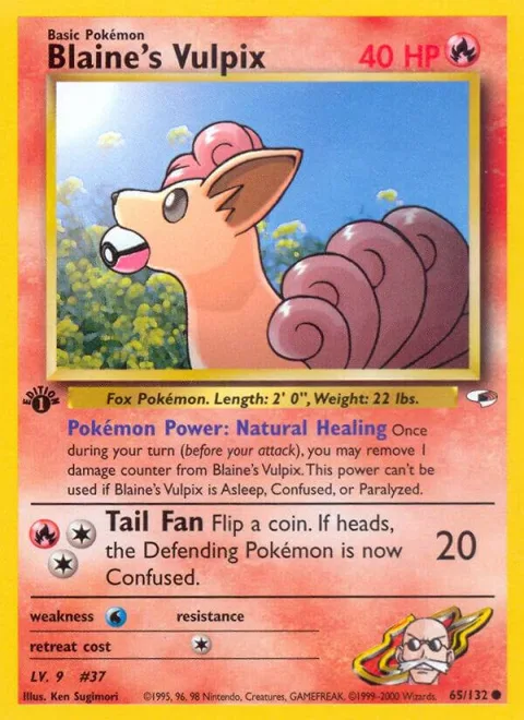 Blaine's Vulpix #065/132 1st Edition Pokémon card from Gym Heroes