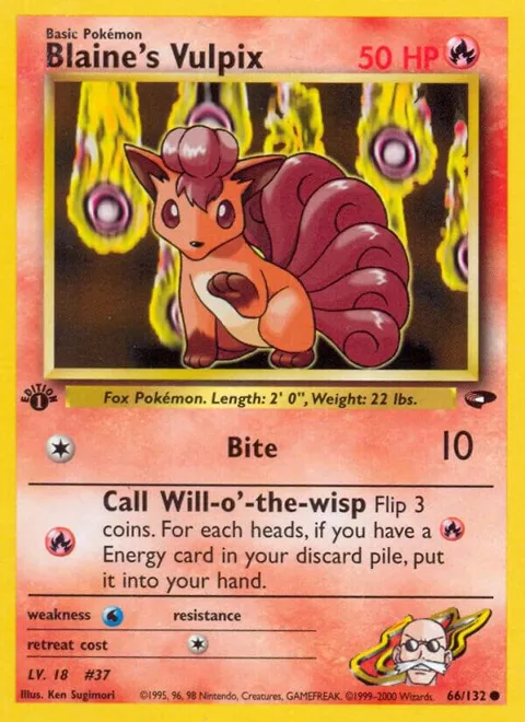 Blaine's Vulpix #066/132 Unlimited Pokémon card from Gym Challenge