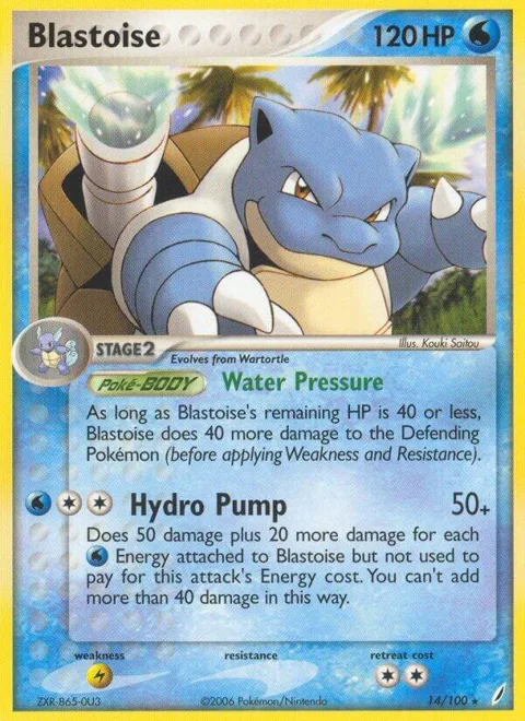 Blastoise #14/100 Reverse Holofoil Pokémon card from EX Crystal Guardians