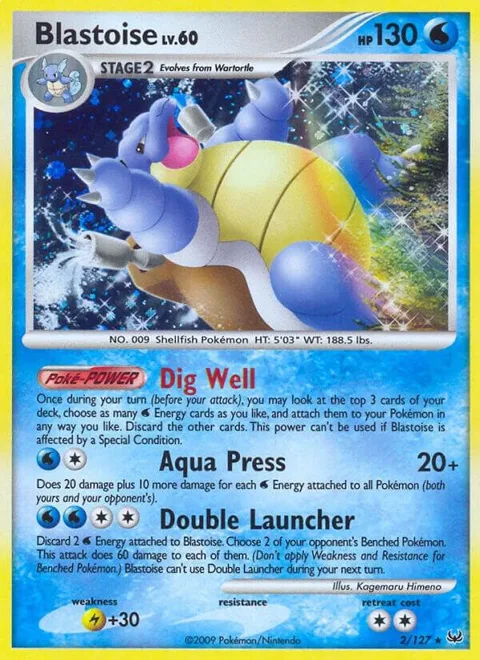 Blastoise #2/127 Holofoil Pokémon card from Platinum