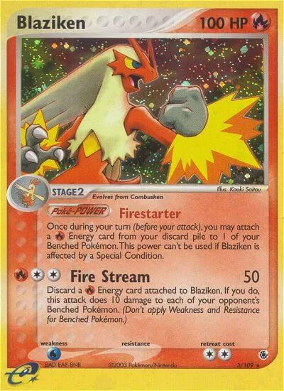 Blaziken #3/109 Holofoil Pokémon card from EX Ruby and Sapphire
