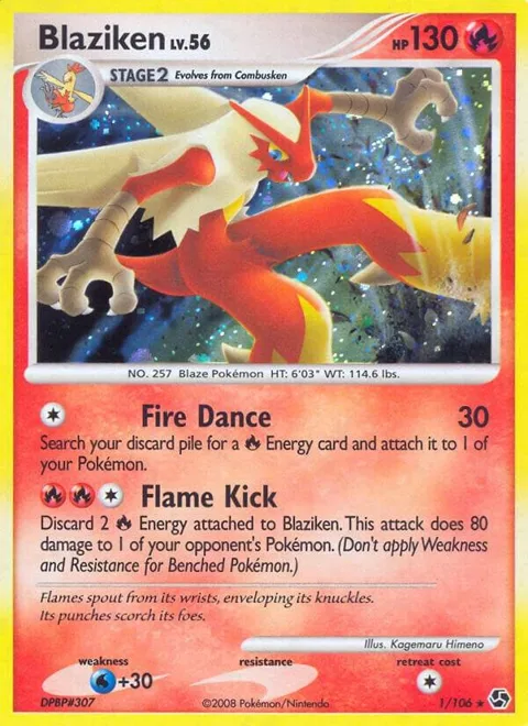 Blaziken #1/106 Reverse Holofoil Pokémon card from Great Encounters