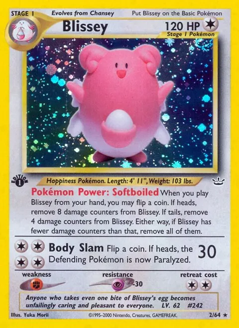 Blissey #02/64 Unlimited Holofoil Pokémon card from Neo Revelation