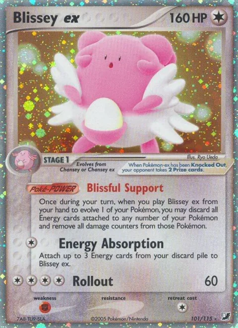 Blissey ex #101/115 Holofoil Pokémon card from EX Unseen Forces