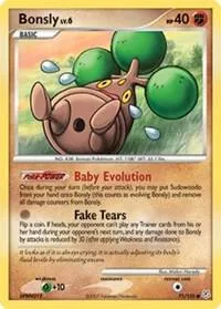 Bonsly #71/130 Reverse Holofoil Pokémon card from Diamond and Pearl