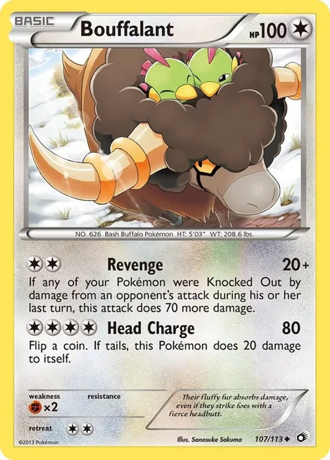 Bouffalant #107/113 Pokémon card from Legendary Treasures