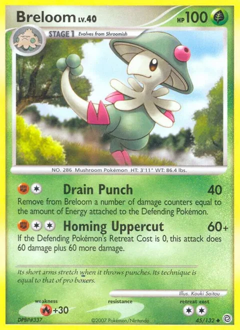 Breloom #45/132 Reverse Holofoil Pokémon card from Secret Wonders