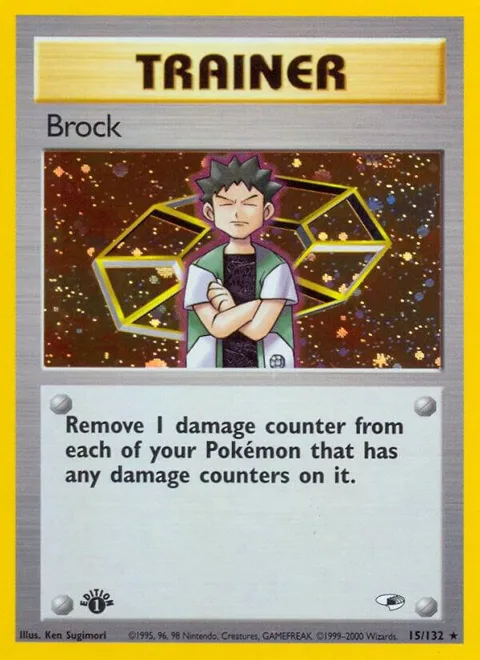 Brock 15 #015/132 1st Edition Holofoil Pokémon card from Gym Heroes