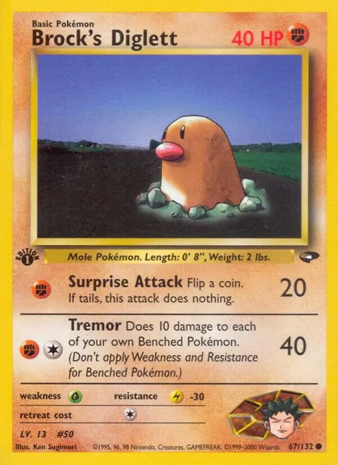 Brock's Diglett #067/132 1st Edition Pokémon card from Gym Challenge