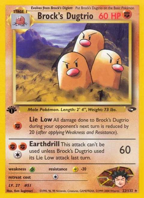 Brock's Dugtrio #022/132 Unlimited Pokémon card from Gym Challenge