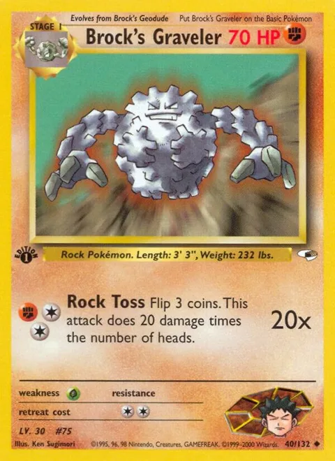 Brock's Graveler #040/132 Unlimited Pokémon card from Gym Heroes