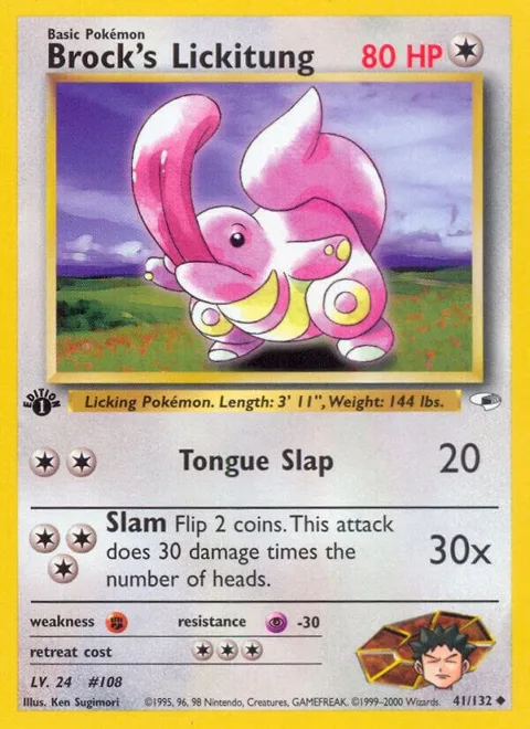 Brock's Lickitung #041/132 1st Edition Pokémon card from Gym Heroes