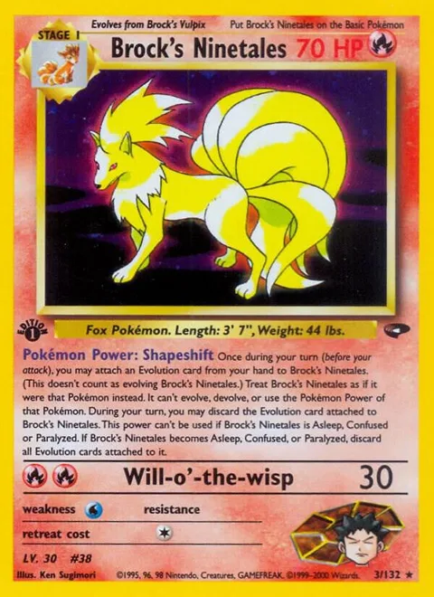 Brock's Ninetales #003/132 1st Edition Holofoil Pokémon card from Gym Challenge