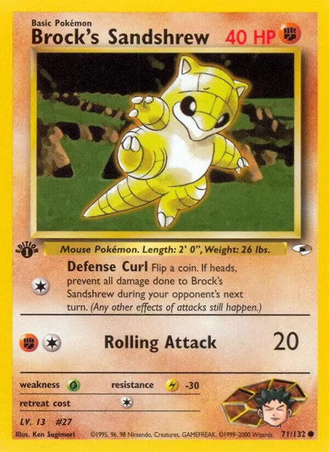 Brock's Sandshrew 71 #071/132 Unlimited Pokémon card from Gym Heroes