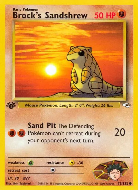 Brock's Sandshrew 72 #072/132 Unlimited Pokémon card from Gym Heroes