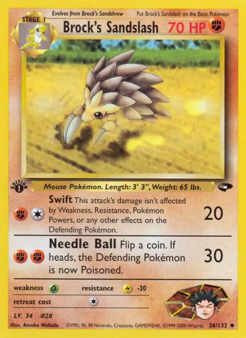 Brock's Sandslash #036/132 1st Edition Pokémon card from Gym Challenge