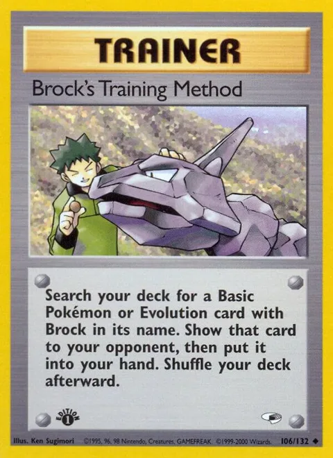Brock's Training Method #106/132 1st Edition Pokémon card from Gym Heroes