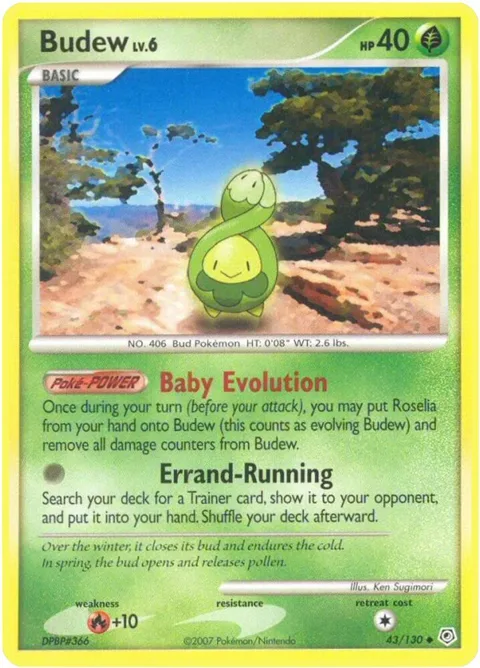 Budew #43/130 Pokémon card from Diamond and Pearl