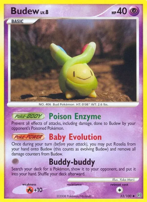 Budew #33/100 Pokémon card from Stormfront