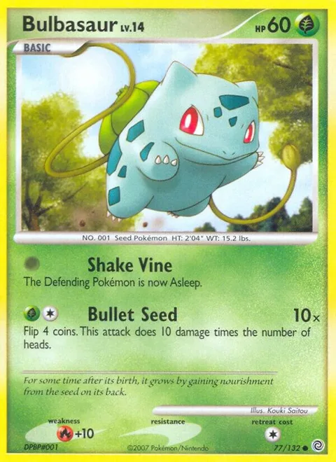 Bulbasaur #77/132 Reverse Holofoil Pokémon card from Secret Wonders