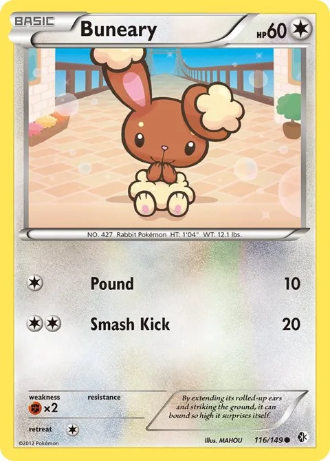 Buneary #116/149 Reverse Holofoil Pokémon card from Boundaries Crossed